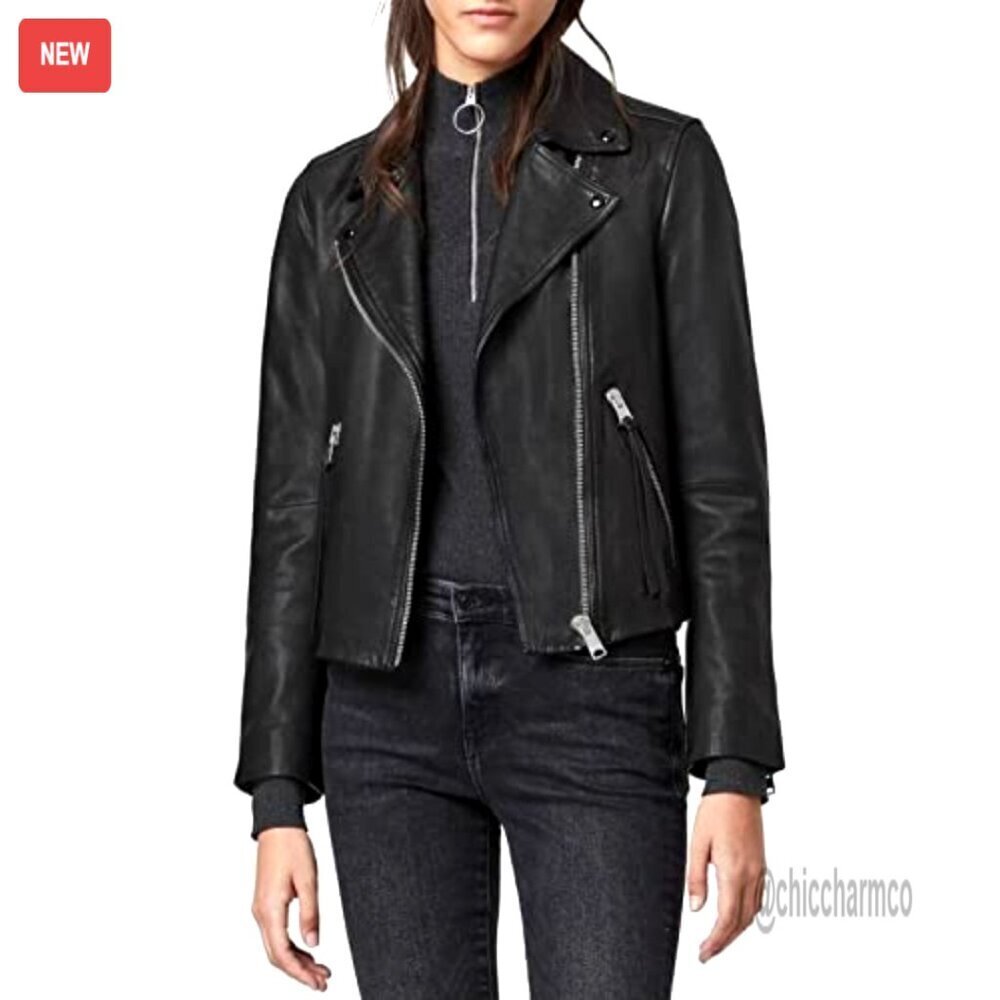 Vegan Leather Moto Jacket with Vented Back, Stylish Coat for Women